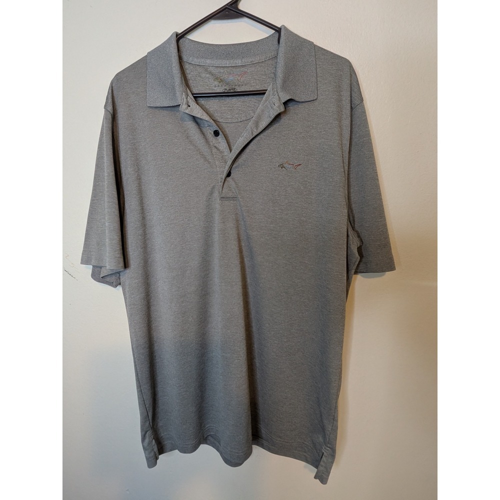 Greg Norman Mens Golf Polo Shirt Gray Shark Logo Short Sleeve Play Dry Size L G